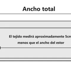 Diagrama para saber como colocar un estor plegable. El tejido mide 5cm menos que el ancho total.