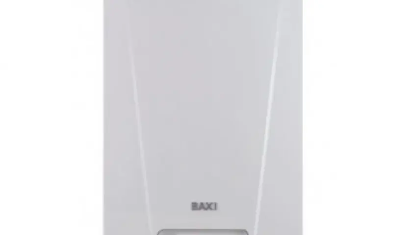 Caldera Baxi Neodens Plus. Pantalla digital muestra 43°C. Guía para bajar presión.