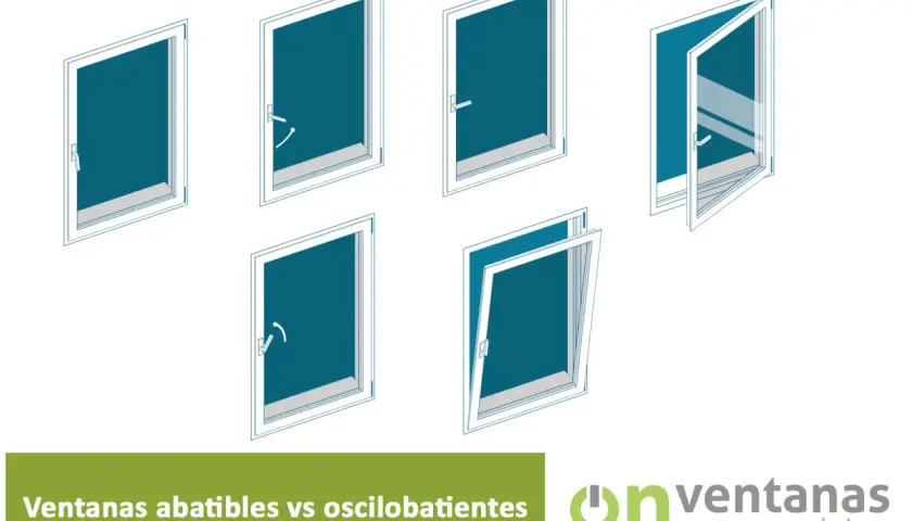 Ilustración comparativa de una ventana abatible y una ventana oscilobatiente, mostrando sus diferentes aperturas.