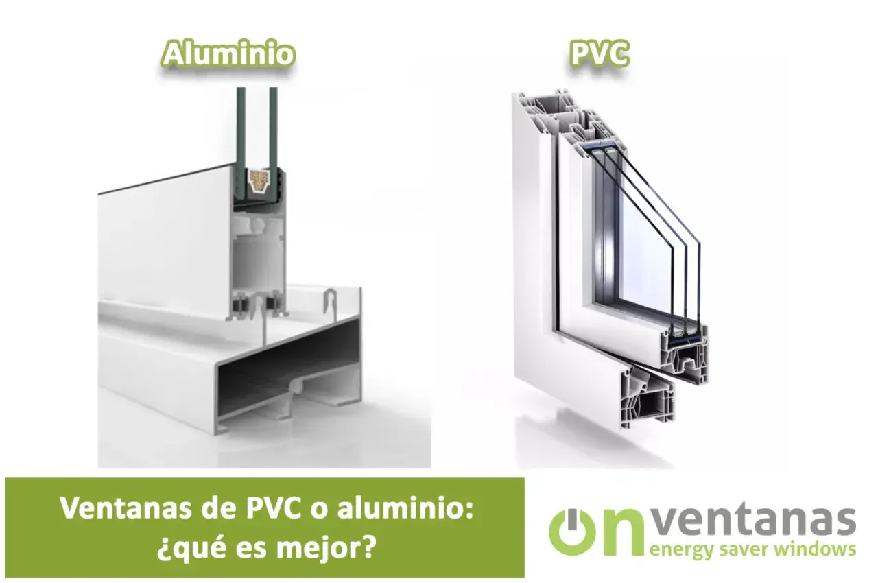 Sección transversal de ventanas de aluminio y PVC. Aprende como saber si una ventana es de aluminio o PVC.